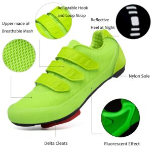 Mens Womens Indoor Cycling Shoes Compatible with Peloton Bike Shoes Cycling Shoes with Delta Cleats Clip Outdoor Pedal SPD Road Bike Shoes,Green