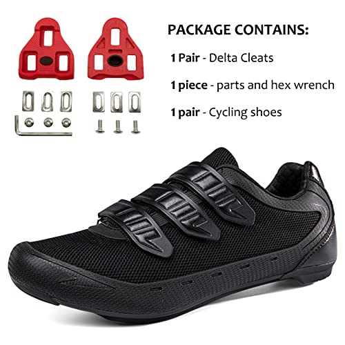 Mens Womens Indoor Cycling Shoes Compatible with Peloton Bike Shoes Cycling Shoes with Delta Cleats Clip Outdoor Pedal SPD Road Bike Shoes,Black