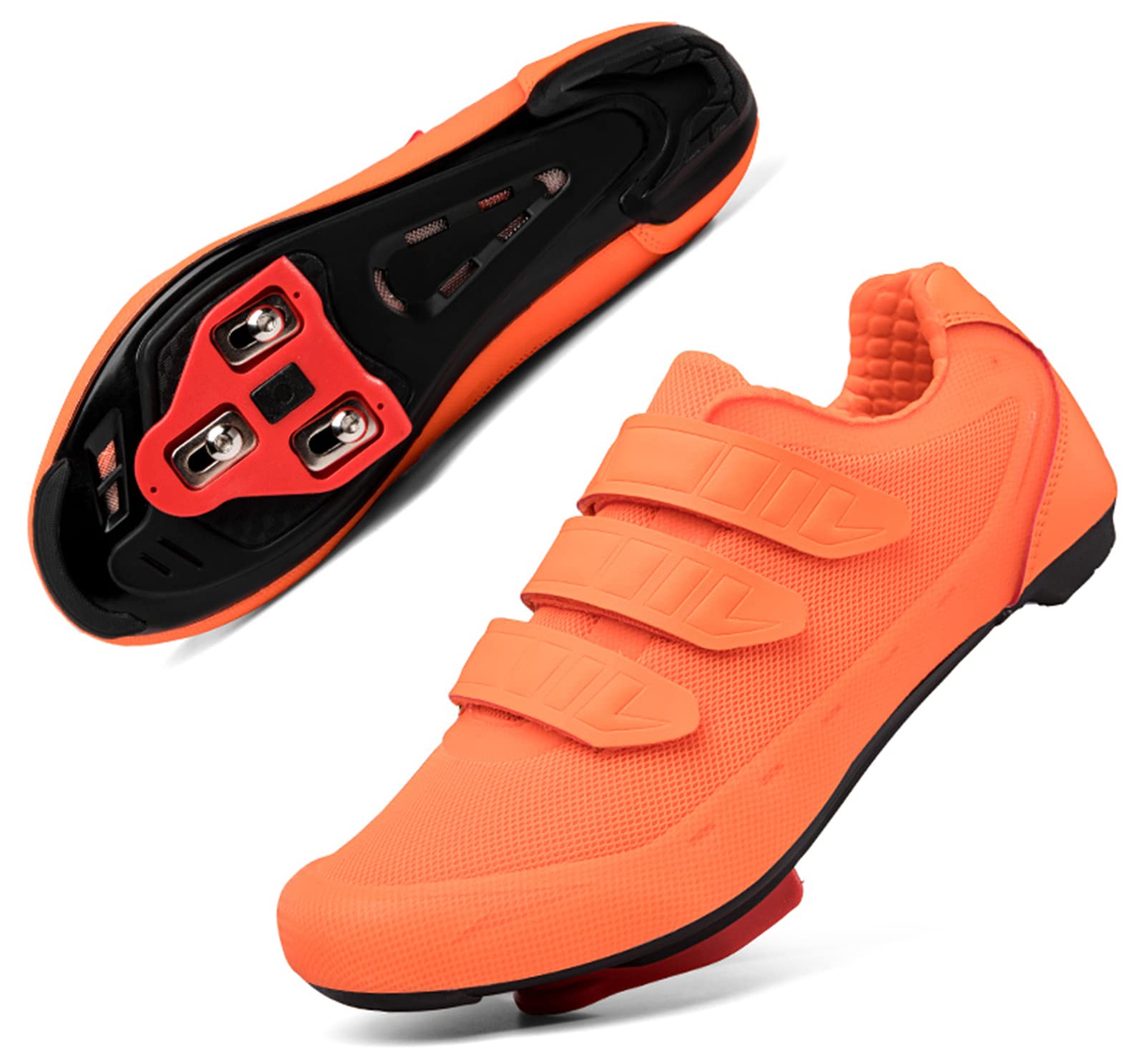 Mens Womens Indoor Cycling Shoes Compatible with Peloton Bike Shoes Cycling Shoes with Delta Cleats Clip Outdoor Pedal SPD Road Bike Shoes,Orange