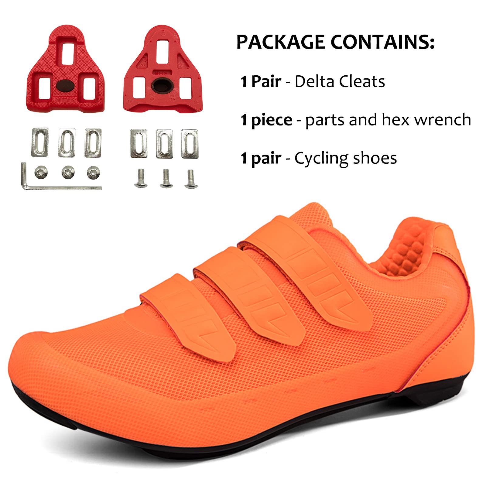 Mens Womens Indoor Cycling Shoes Compatible with Peloton Bike Shoes Cycling Shoes with Delta Cleats Clip Outdoor Pedal SPD Road Bike Shoes,Orange