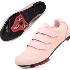 Mens Womens Indoor Cycling Shoes Compatible with Peloton Bike Shoes Cycling Shoes with Delta Cleats Clip Outdoor Pedal SPD Road Bike Shoes,Pink