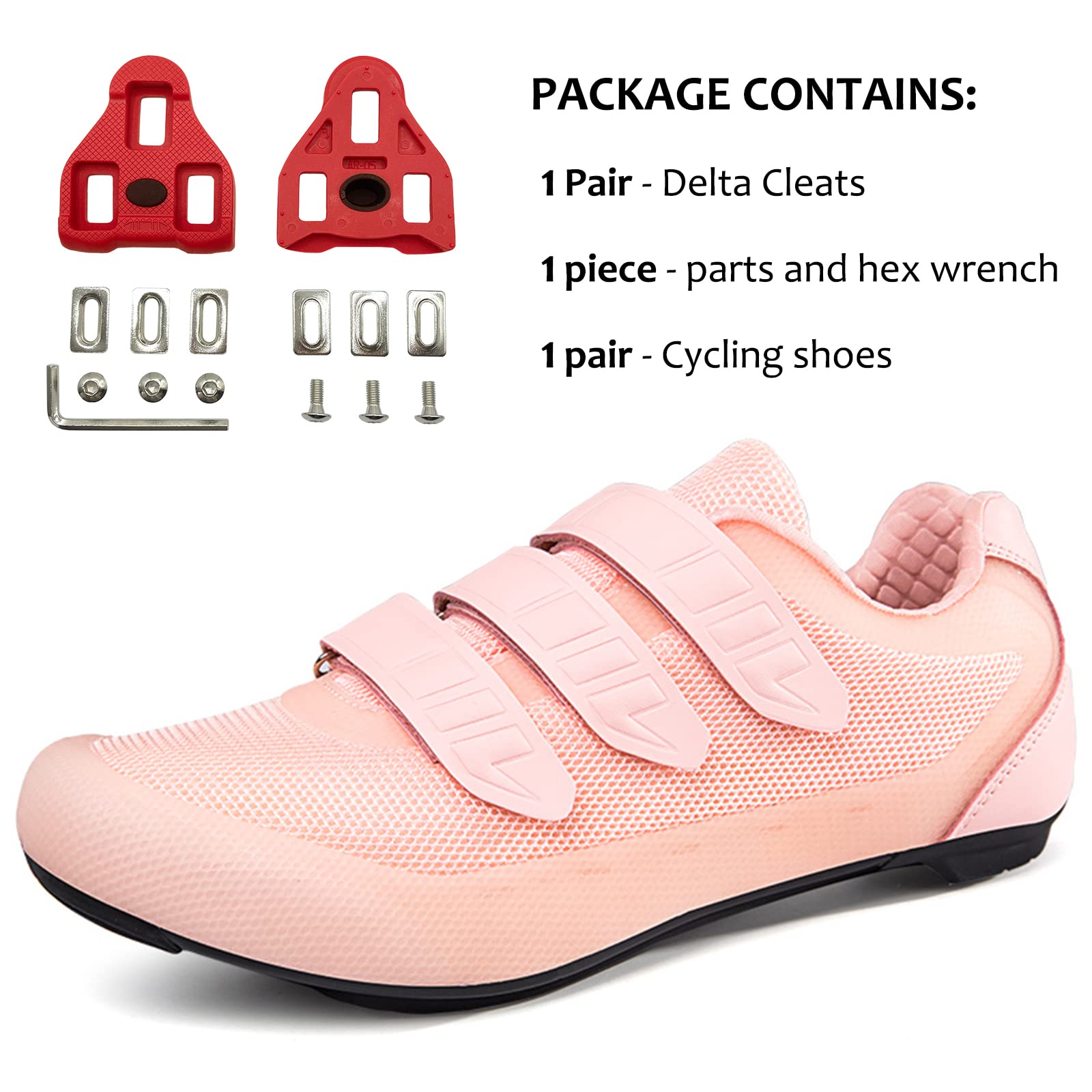 Mens Womens Indoor Cycling Shoes Compatible with Peloton Bike Shoes Cycling Shoes with Delta Cleats Clip Outdoor Pedal SPD Road Bike Shoes,Pink