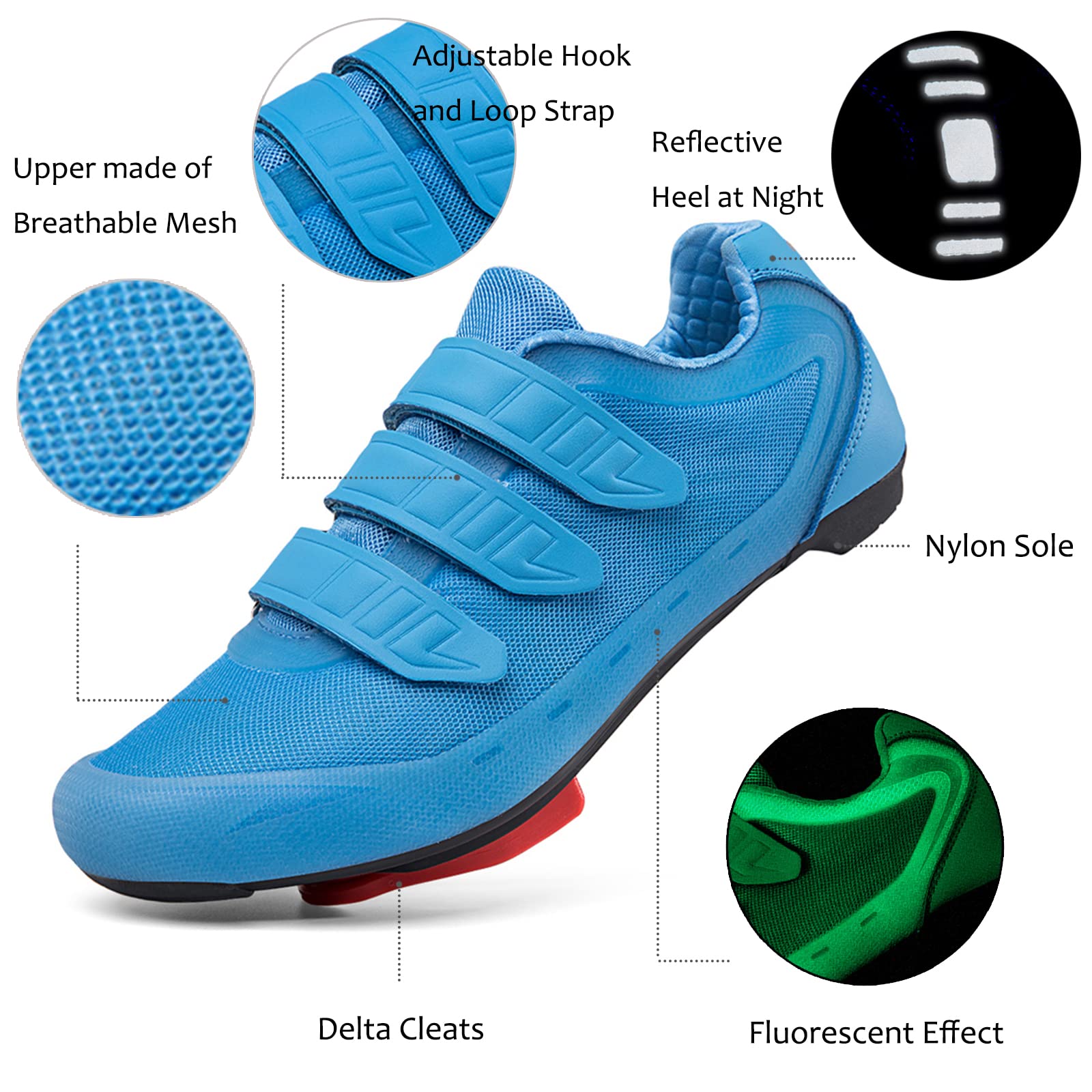 Mens Womens Indoor Cycling Shoes Compatible with Peloton Bike Shoes Cycling Shoes with Delta Cleats Clip Outdoor Pedal SPD Road Bike Shoes,Blue