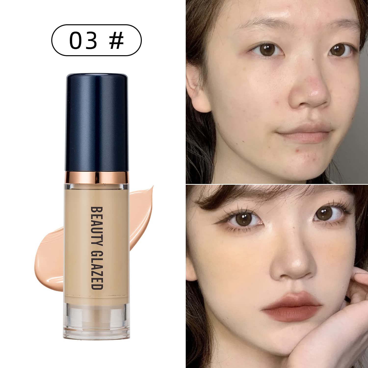 MYUANGO Foundation Makeup Base de maquillaje alta cobertura Liquid Foundation Makeup Full Coverage Foundation Corrector Maquillaje (04)