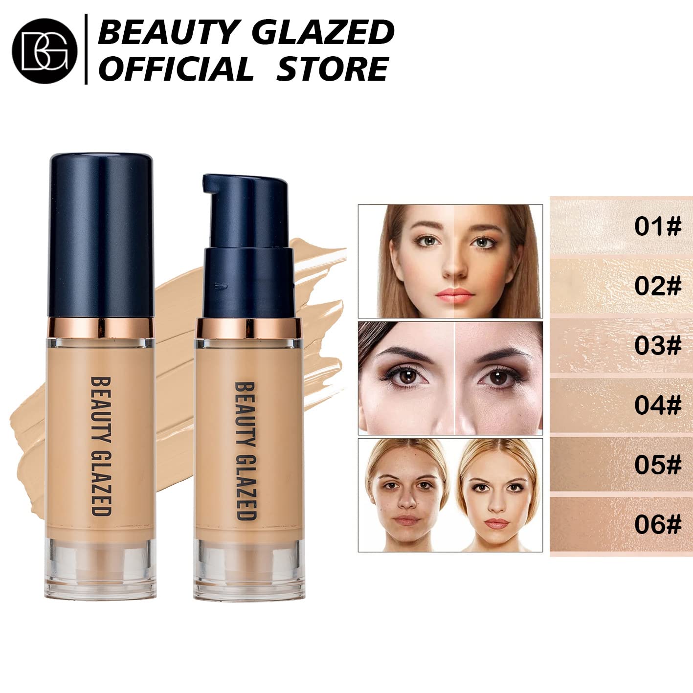 MYUANGO Foundation Makeup Base de maquillaje alta cobertura Liquid Foundation Makeup Full Coverage Foundation Corrector Maquillaje (04)