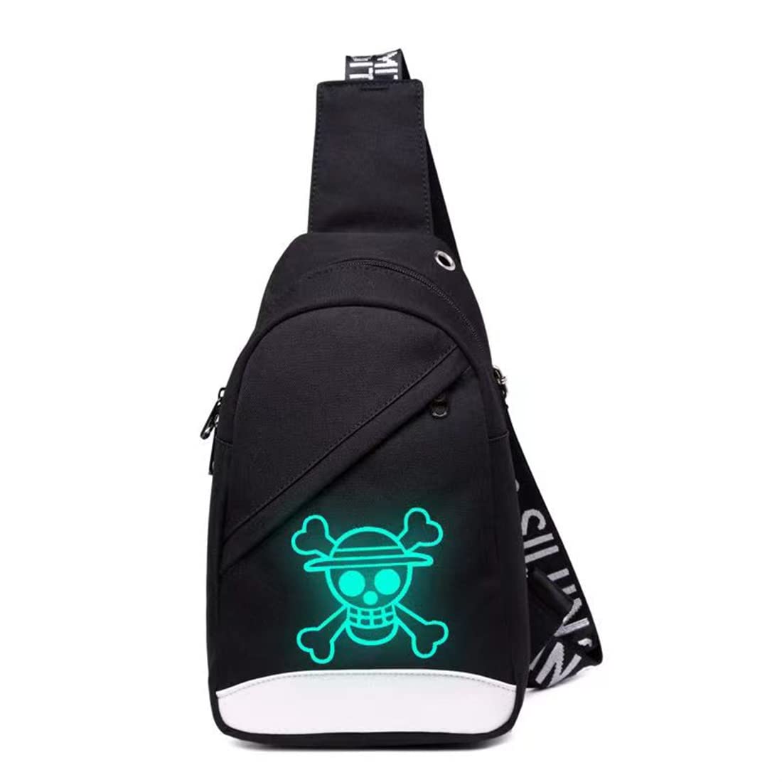 Luminous Sling Bag, Shoulder Backpack Chest Pack Multipurpose Crossbody Daypack Waterproof Travel Bag,Skull