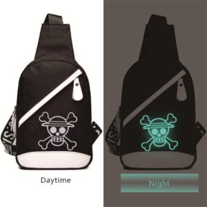 Luminous Sling Bag, Shoulder Backpack Chest Pack Multipurpose Crossbody Daypack Waterproof Travel Bag,Skull