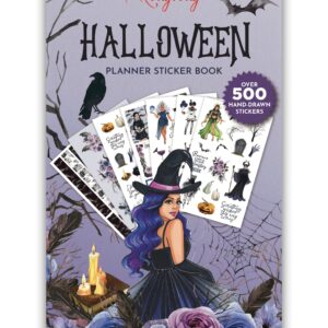 Rongrong Halloween Theme Sticker Book for Planners, Calendars, Journals and Projects – Premium Quality Hand Drawn Perfect for Adding Hocus Pocus to your schedule – Scrapbook Accessories – 24 Sheets