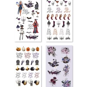 Rongrong Halloween Theme Sticker Book for Planners, Calendars, Journals and Projects – Premium Quality Hand Drawn Perfect for Adding Hocus Pocus to your schedule – Scrapbook Accessories – 24 Sheets