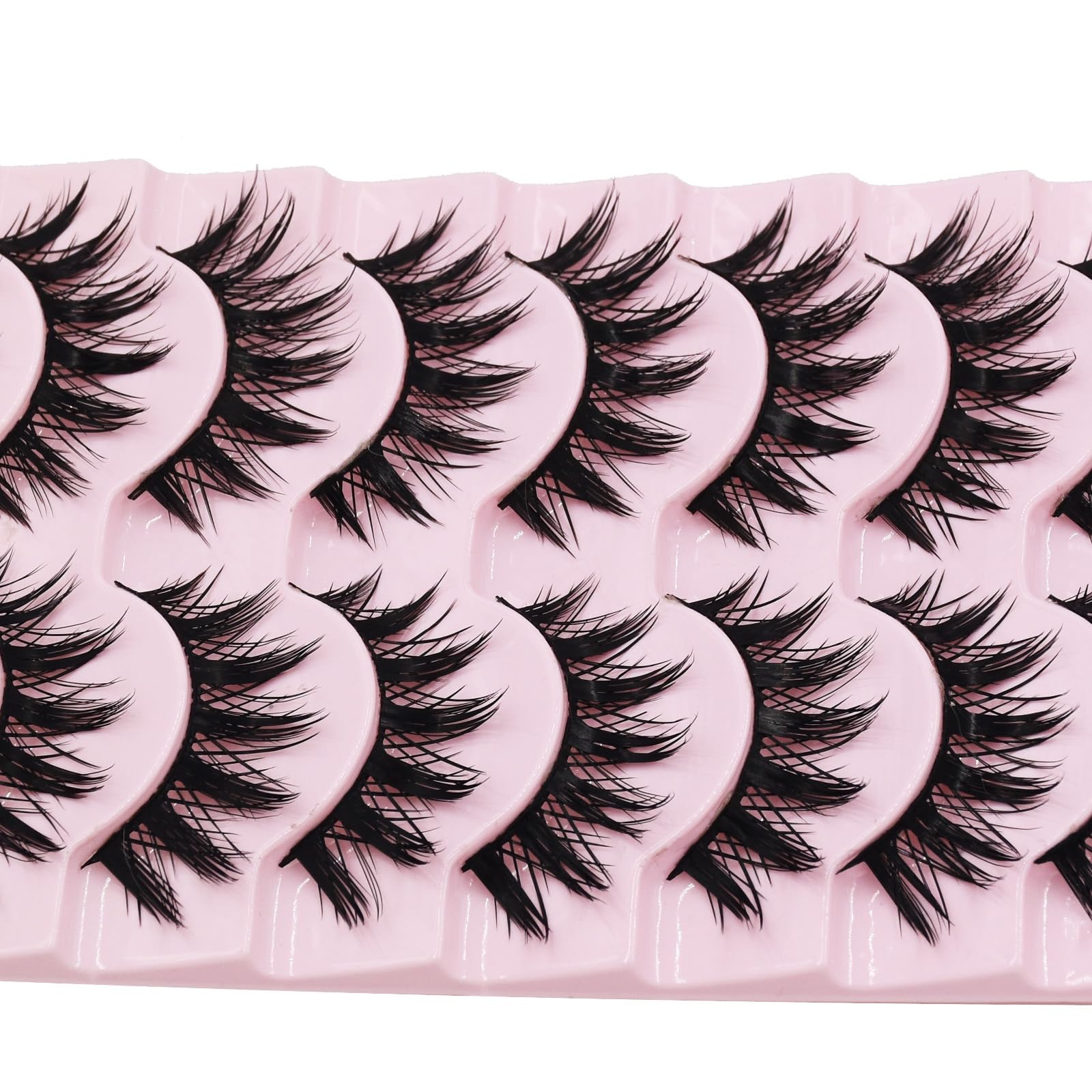 AUGENL 10Pairs False Eyelashes Cute Japanese Style Makeup Thick Eye Lash Extension,Cosplay Anime Makeup Eyelashes Reusable Lashes Manga Eye Makeup Tools (H03)