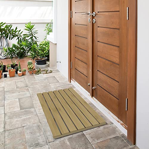 Bamboo Non Slip Shower Bathtub Mat, Sturdy Wooden Bath Mat for Indoor and Outdoor Use, Wooden Tray, Bathtub Accessories, Toilet Doormat Pet Mat (Color : Natural, Size : 30x30cm)