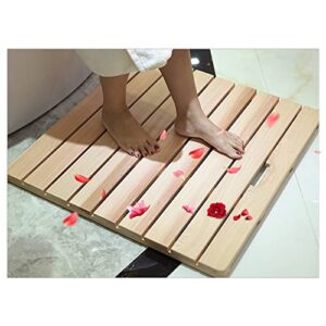 Bamboo Non Slip Shower Bathtub Mat, Sturdy Wooden Bath Mat for Indoor and Outdoor Use, Wooden Tray, Bathtub Accessories, Toilet Doormat Pet Mat (Color : Natural, Size : 30x30cm)