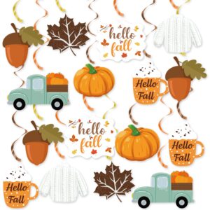 20pcs fall party hanging decorations, autumn hello fall party hanging decorations, pumpkin leaf truck cutouts thanksgiving ornaments for fall party decorations thanksgiving party supplies