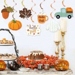 20Pcs Fall Party Hanging Decorations, Autumn Hello Fall Party Hanging Decorations, Pumpkin Leaf Truck Cutouts Thanksgiving Ornaments for Fall Party Decorations Thanksgiving Party Supplies