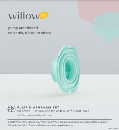 Willow Go Breast Pump Diaphragm Set, 2 Ct, Pump Diaphragms for Spare Use or Replacement, Pair with Willow Go Wearable Breast Pump for Hands Free Pumping, BPA Free and Dishwasher Safe