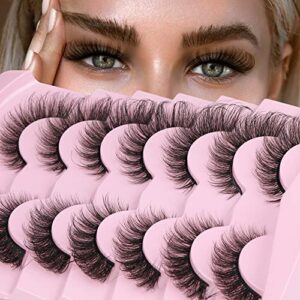 Russian Strip Lashes Cat Eye Lashes Extension Fox Eye Faux Mink Lash Natural Look 20MM Eyelashes Fluffy D Curly Volume Wispy Pack 7 Pairs Fake Eyelash by Winifred