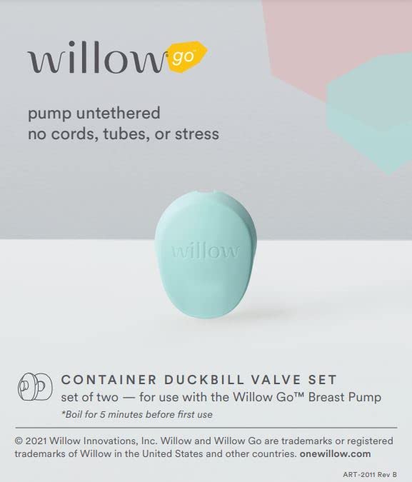 Willow Go Breast Pump Duckbill Valve Set, 2 Ct, Pump Valves for Spare Use or Replacement, Pair with Willow Go Wearable Breast Pump for Hands Free Pumping, BPA Free and Dishwasher Safe