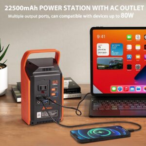 Takki Portable Camping Power Station with Camping Lantern, 22500mAh Solar Generator with Peak 120W/110V AC Outlet USB Port, Laptop Charger Power Supply for Camping Home Emergency…