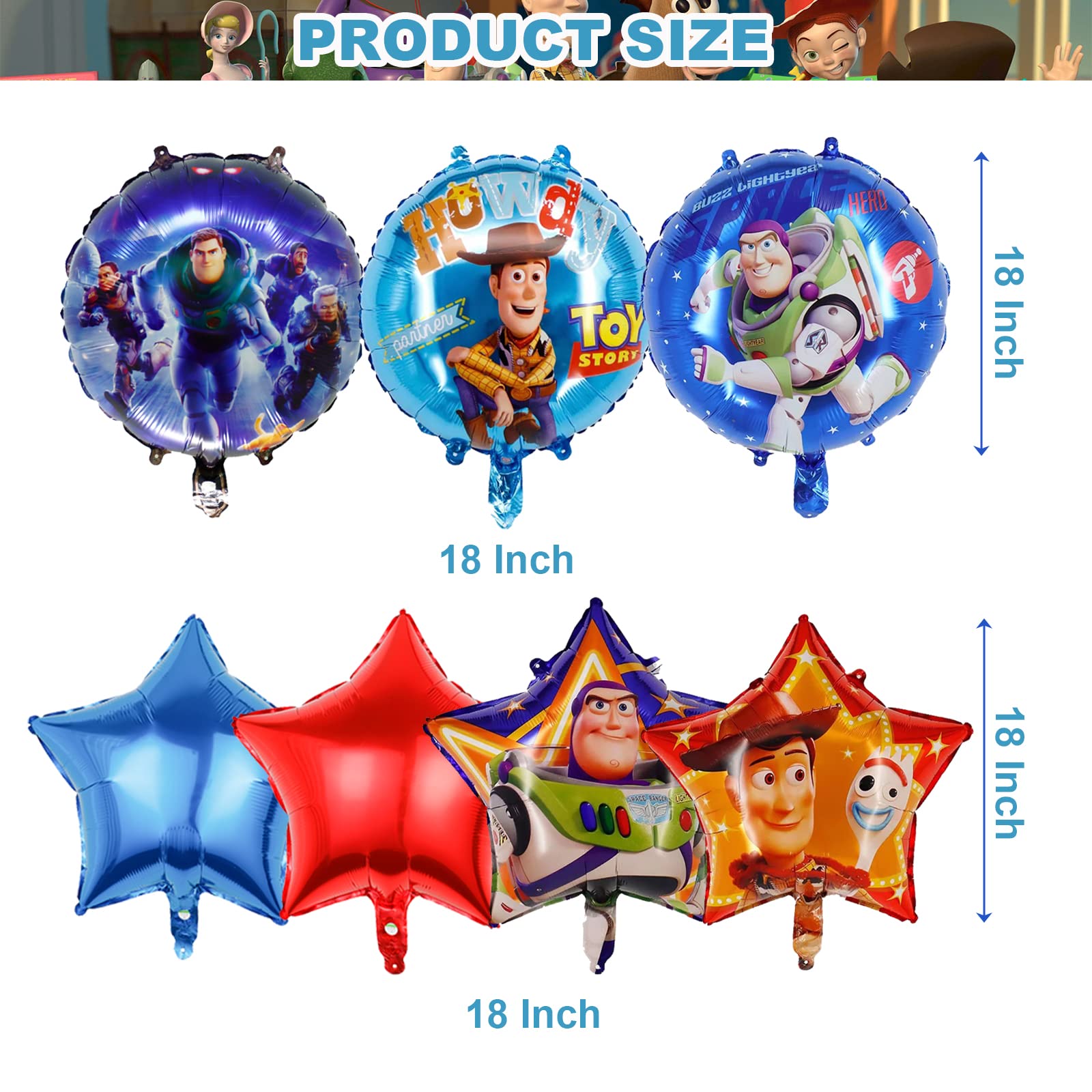 Toy Game Party Supplies Balloons Set,Birthday Party Foil Film Balloons , Toy Inspired Story theme Birthday Party Decorations for Children（12Pack）