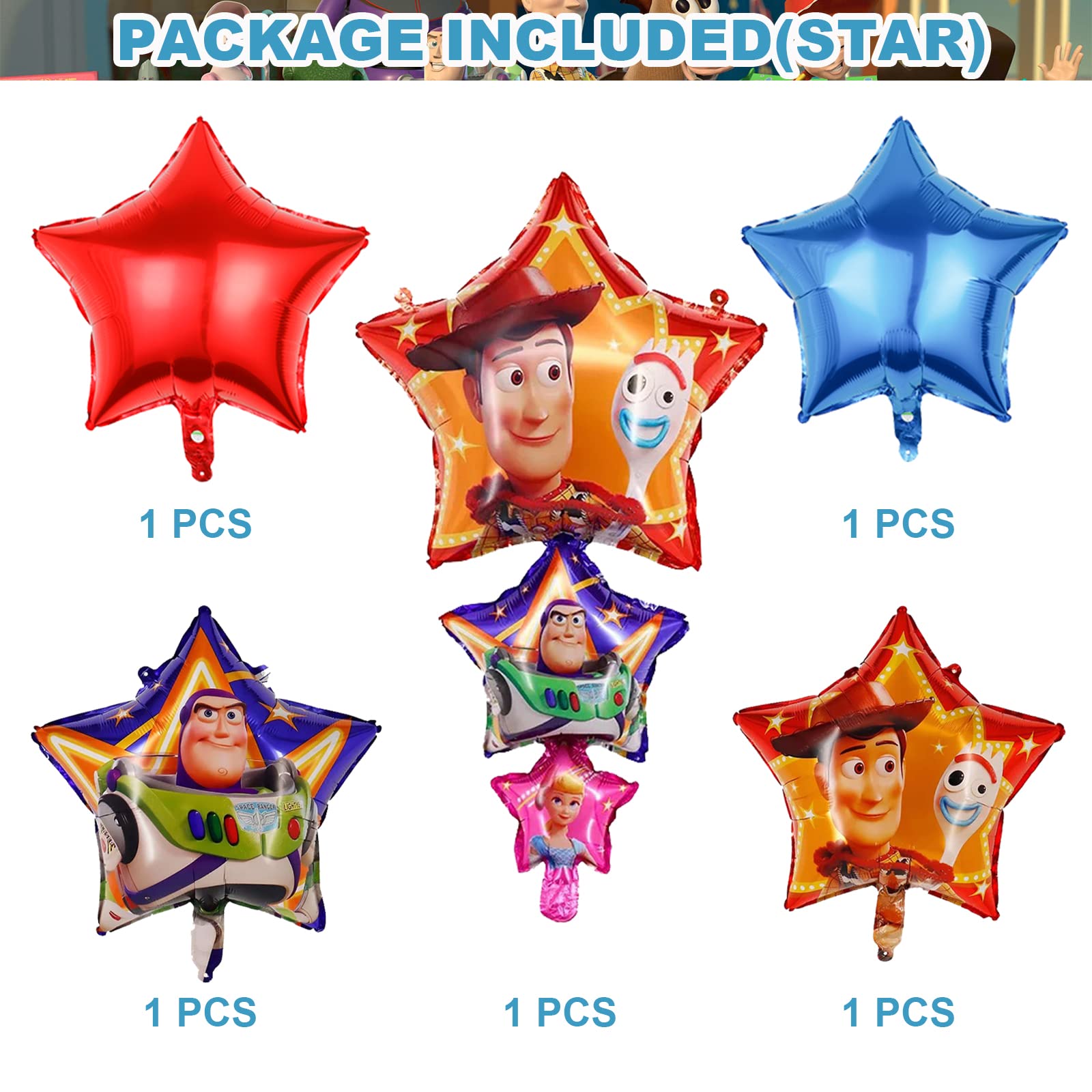 Toy Game Party Supplies Balloons Set,Birthday Party Foil Film Balloons , Toy Inspired Story theme Birthday Party Decorations for Children（12Pack）