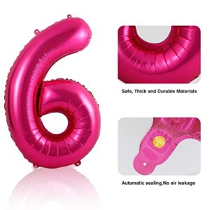 40 Inch Hot Pink 16 Number Balloons Big Giant Jumbo Bright Pink Number Balloon Large Foil Mylar Helium Dark Pink Digital Balloon Sweet 16th Birthday Anniversary Party Decorations Supplies for Girls