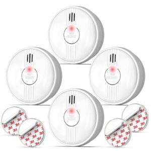 smoke detector, guardryshely fire alarms smoke detectors with photoelectric sensor, smoke detector battery included with silence function and low battery signal, fire alarm gw206c for home, 4 packs