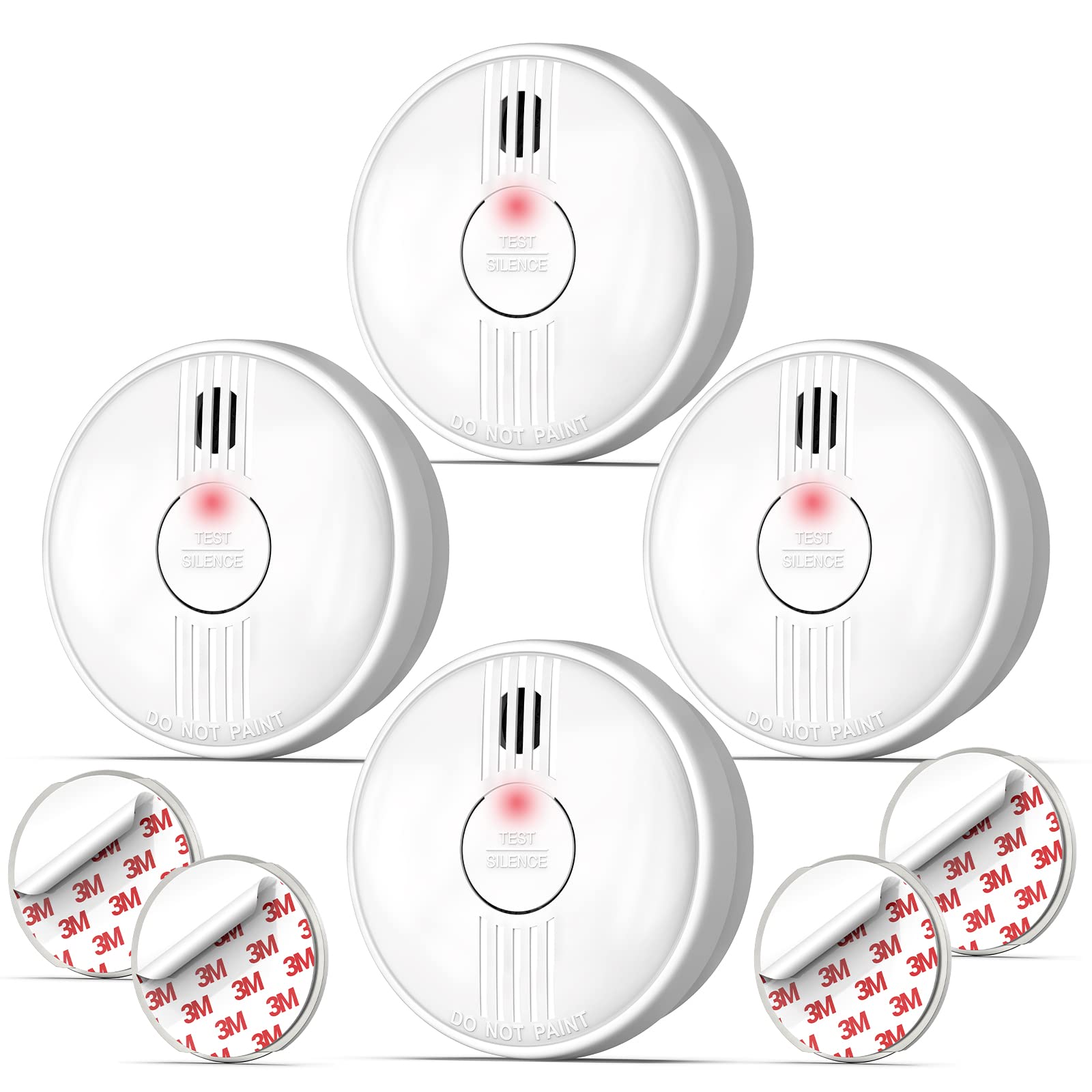 Smoke Detector, GuardryShely Fire Alarms Smoke Detectors with Photoelectric Sensor, Smoke Detector Battery Included with Silence Function and Low Battery Signal, Fire Alarm GW206C for Home, 4 Packs