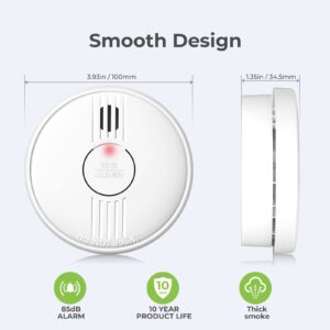 Smoke Detector, GuardryShely Fire Alarms Smoke Detectors with Photoelectric Sensor, Smoke Detector Battery Included with Silence Function and Low Battery Signal, Fire Alarm GW206C for Home, 4 Packs