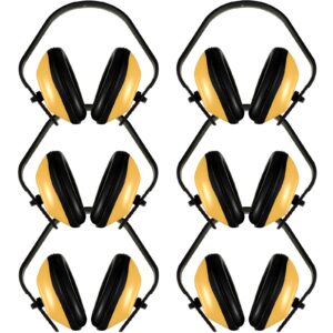 maitys 6 pcs soundproof earmuffs hearing protection headphones adjustable padded defender noise reduction earplug for kids (yellow)