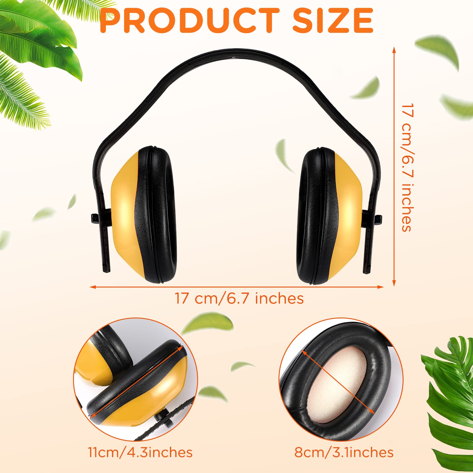 Maitys 6 Pcs Soundproof Earmuffs Hearing Protection Headphones Adjustable Padded Defender Noise Reduction Earplug for Kids (Yellow)