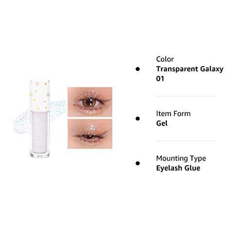 Geeneiya Liquid Glitter Eyeshadow Korean Makeup Under Eye Shadow Bling,Pigmented, Long Lasting, Quick Drying, Loose Glitter Glue for Crystals EyeMakeup (Colorful Galaxy 01)