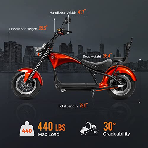 eAhora DOT Approved M1 2 Seat 2000W 37Mph Electric Motorcycle for Adults, 40 Miles 60V 30ah Lithium Battery, Street Legal 2 Person Electric Mopeds for Adults, Dual Hydraulic Brake for Urban Commuting