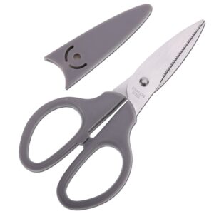 youguom 6in multipurpose scissors, stainless steel sharp basic shears for office home household kitchen school craft supplies w/protective cover, comfort grip grey