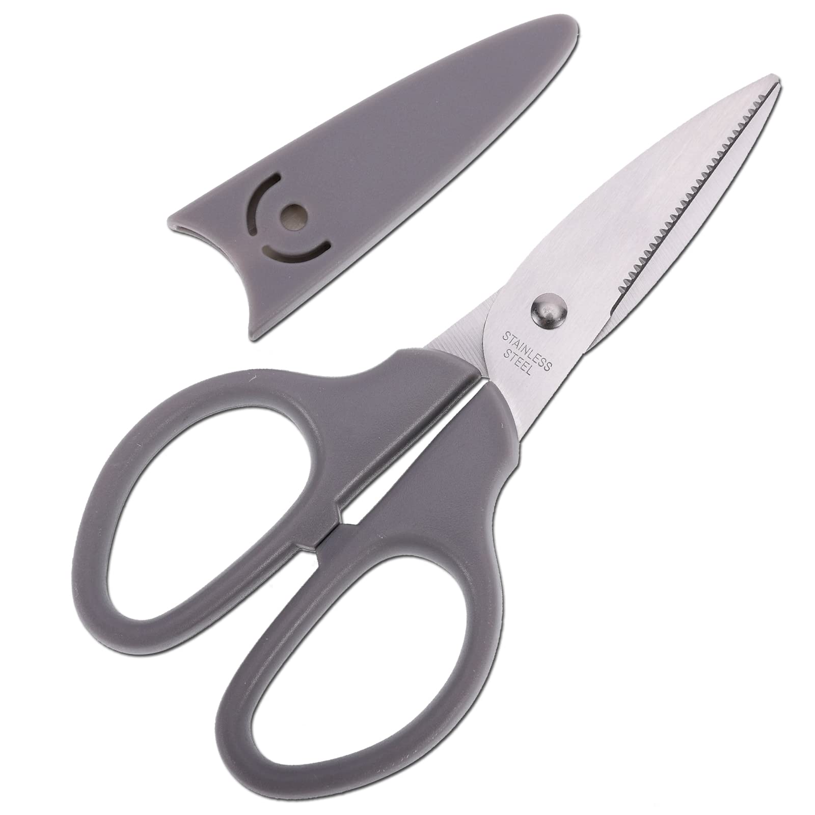 YOUGUOM 6in Multipurpose Scissors, Stainless Steel Sharp Basic Shears for Office Home Household Kitchen School Craft Supplies w/Protective Cover, Comfort Grip Grey