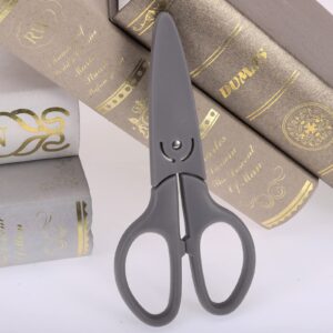 YOUGUOM 6in Multipurpose Scissors, Stainless Steel Sharp Basic Shears for Office Home Household Kitchen School Craft Supplies w/Protective Cover, Comfort Grip Grey