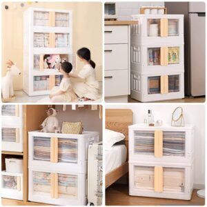 Storage Cabinet Plastic-76Qt/19Gal Baby Clothes Organization and Storage White Stackable Toy Storage with Lids, Collapsible Storage Box with Wheels Plastic Containers Storage Bins