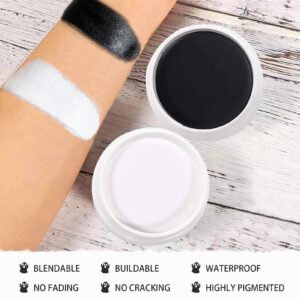 ALNILK Black Face Paint Clown White Makeup, Halloween Cosplay SFX Makeup Black + White Face Body Paint Special Effects Makeup Kit, Oil Based Face Body Paint Face Paint for Art Theater