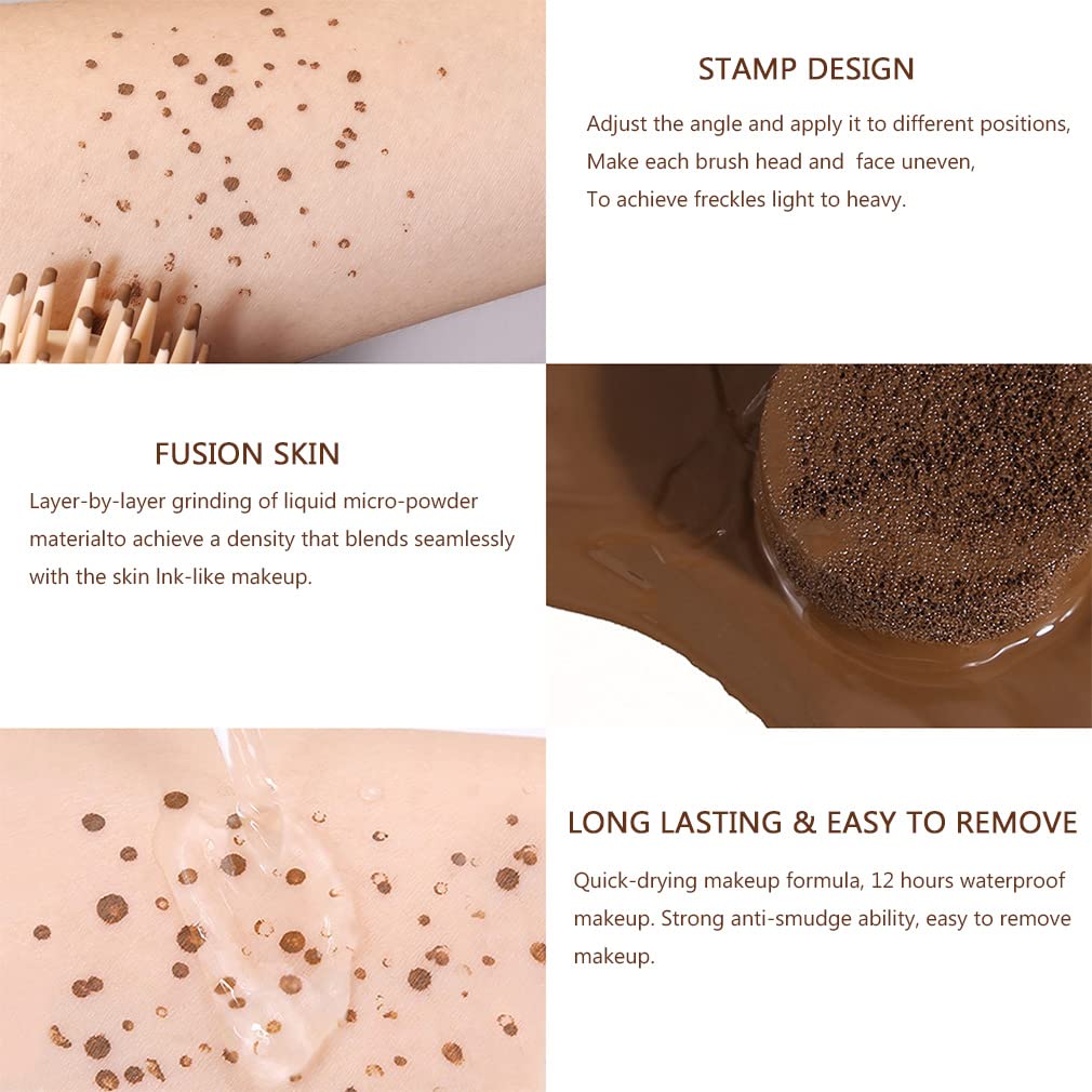 Magic Fake Freckles stamp pen, Liquid Freckle Pen Natural Makeup Stamp, Waterproof Long Lasting Quick Dry Small Spot , Upgrade Design (01#Saddle Brown)