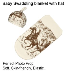 Qwalnely Swaddling Blanket for Baby, Sleeping Sacks, Unisex Baby Stuff with Hat, Western