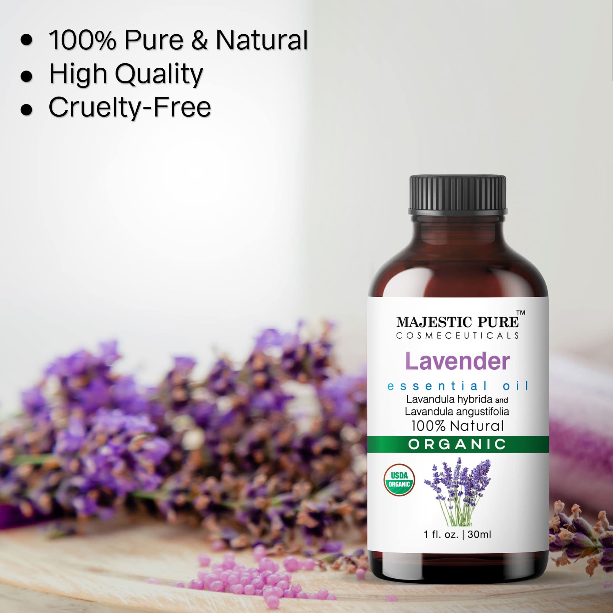 Majestic Pure Lavender USDA Organic Essential Oil | 100% Organic Essential Oil for Aromatherapy, Massage and Topical Uses | 1 fl. Oz