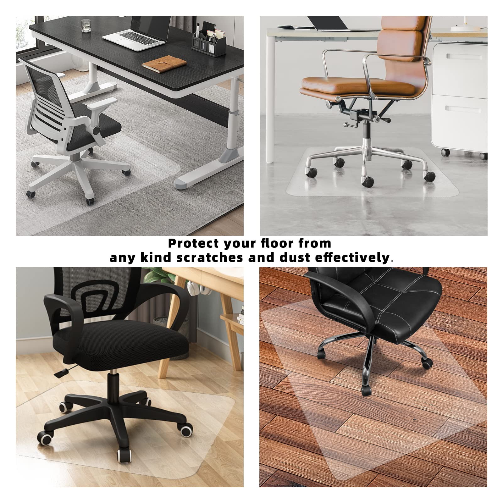 Clear Chair Mat for Hardwood Floor - 36"x48" Heavy Duty Desk Chair Mats for Office Chair - Transparent Computer Floor Mat Office Home Floor Protection Mat for Wood/Tile