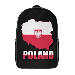 Poland Map Flag Casual Backpack Fashion Shoulder Bags Adjustable Daypack for Work Travel Study