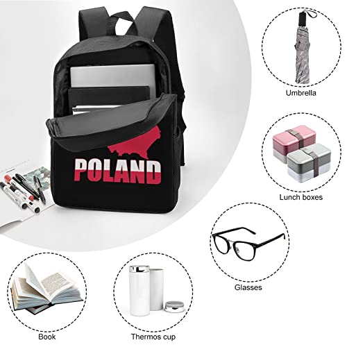 Poland Map Flag Casual Backpack Fashion Shoulder Bags Adjustable Daypack for Work Travel Study