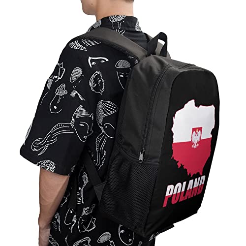 Poland Map Flag Casual Backpack Fashion Shoulder Bags Adjustable Daypack for Work Travel Study