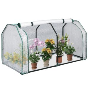 lynslim mini greenhouse, 48" x 24"x 21.6" pe cover, garden greenhouse with roll-up zipper door, portable garden green house for indoor outdoor