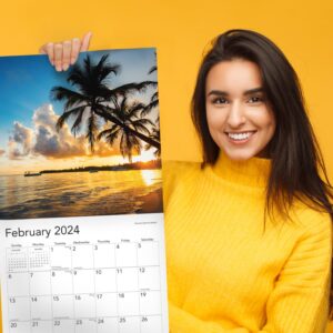 Tropical Beaches 2024 Hangable Wall Calendar - 12" x 24" Open - Sturdy & Thick Large Full Page 16 Months & Travel Vacation Beach Paradise Photography Photo Gift- Organizing & Planning - Includes 2023