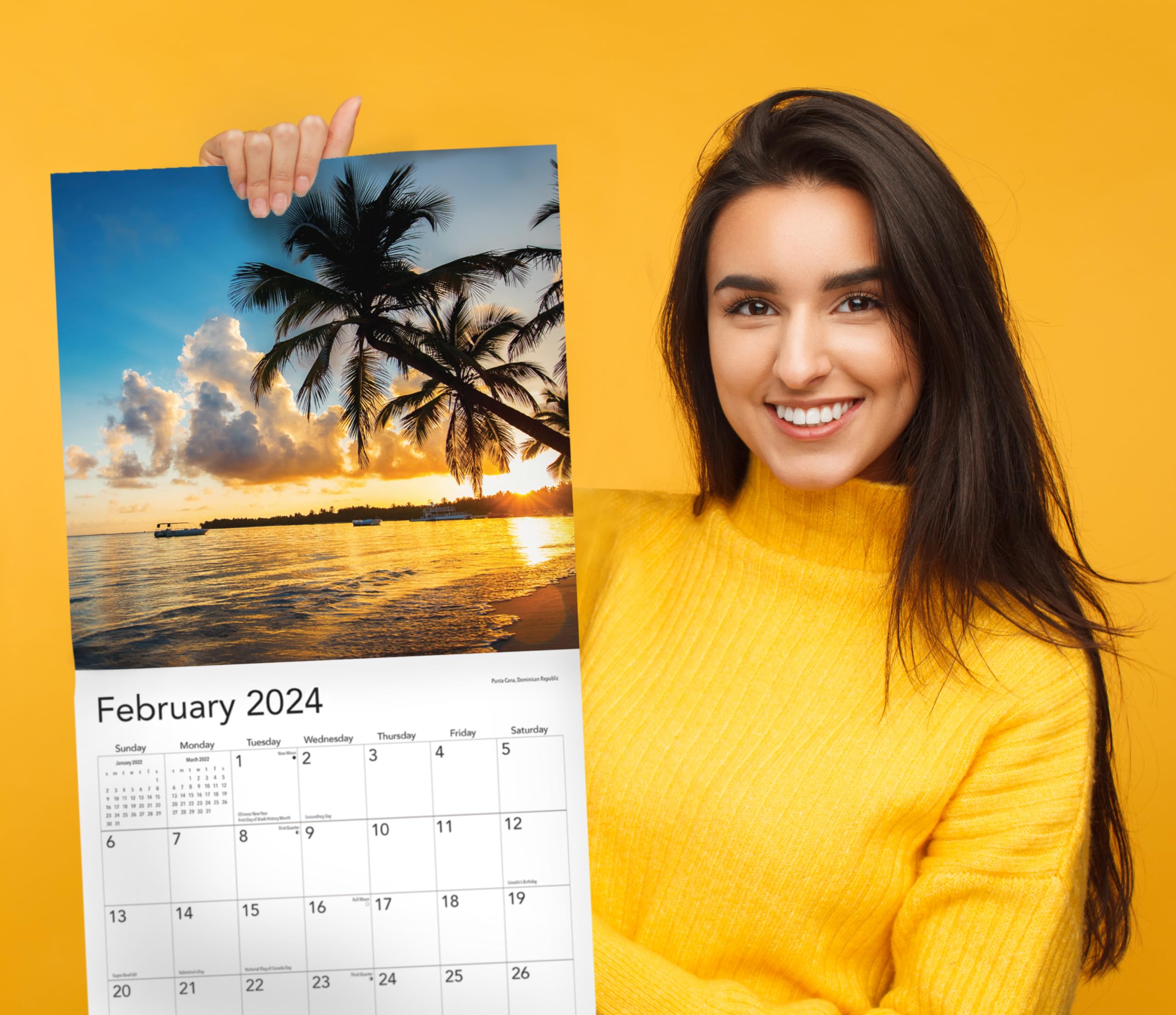 Tropical Beaches 2024 Hangable Wall Calendar - 12" x 24" Open - Sturdy & Thick Large Full Page 16 Months & Travel Vacation Beach Paradise Photography Photo Gift- Organizing & Planning - Includes 2023