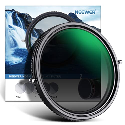 NEEWER 2 in 1 67mm Variable ND Filter ND2–ND32&CPL Filter(Circular Polarizer Filter) No X Cross/30 Layer Nano Coated/HD Optical Glass/Ultra Slim Aluminum Alloy Frame/Water Repellent/Scratch Resistant