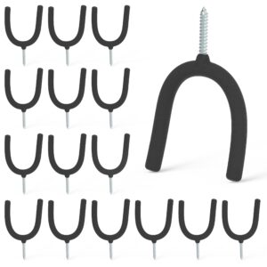 huhole screw in u hook, black, 16pc, shovel holder wall mount, u hooks for hanging garden tools