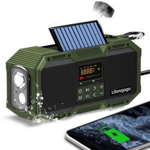 emergency radio 10w ipx5 waterproof bluetooth speaker,portable digital am fm radio with flashlight/strobe light,3 mode reading lamp,hand crank wb noaa weather solar radio,4000mah cell phone charger